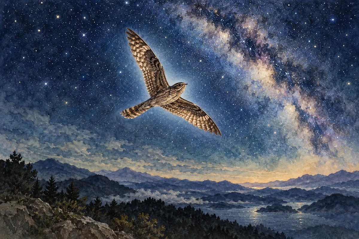 星空へ飛び上がるよだか（創作イラスト）